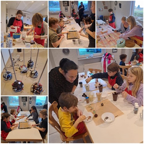 Foto: Unsere Künstler in Aktion beim Zaubern der festlichen Ergebnisse des gemeinsamen Weihnachtsbackens und -bastelns (I. Gohle).