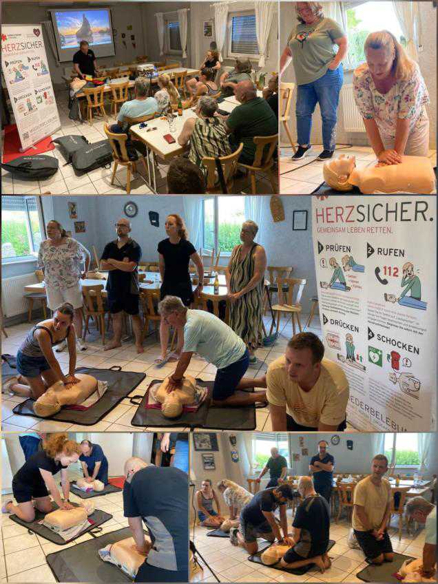 Beim Training der Herzdruckmassage wird das theoretische Wissen direkt in die Praxis umgesetzt (Fotos: S. Kosian).